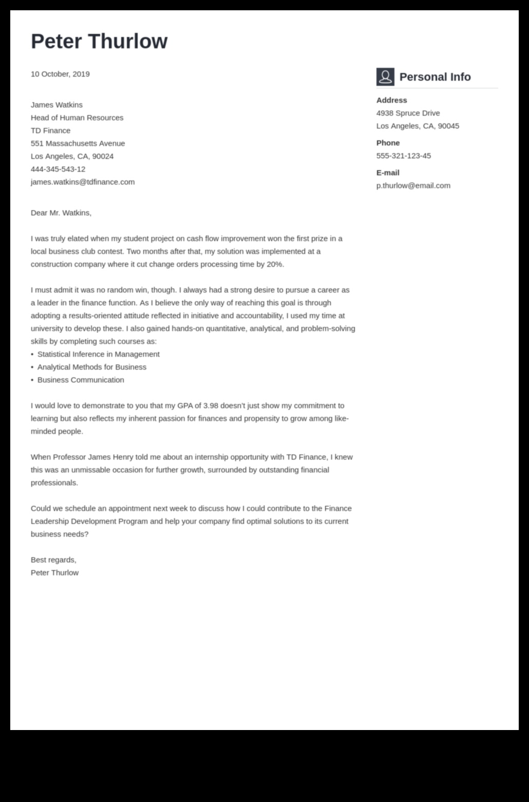 how to write cover letter for internship