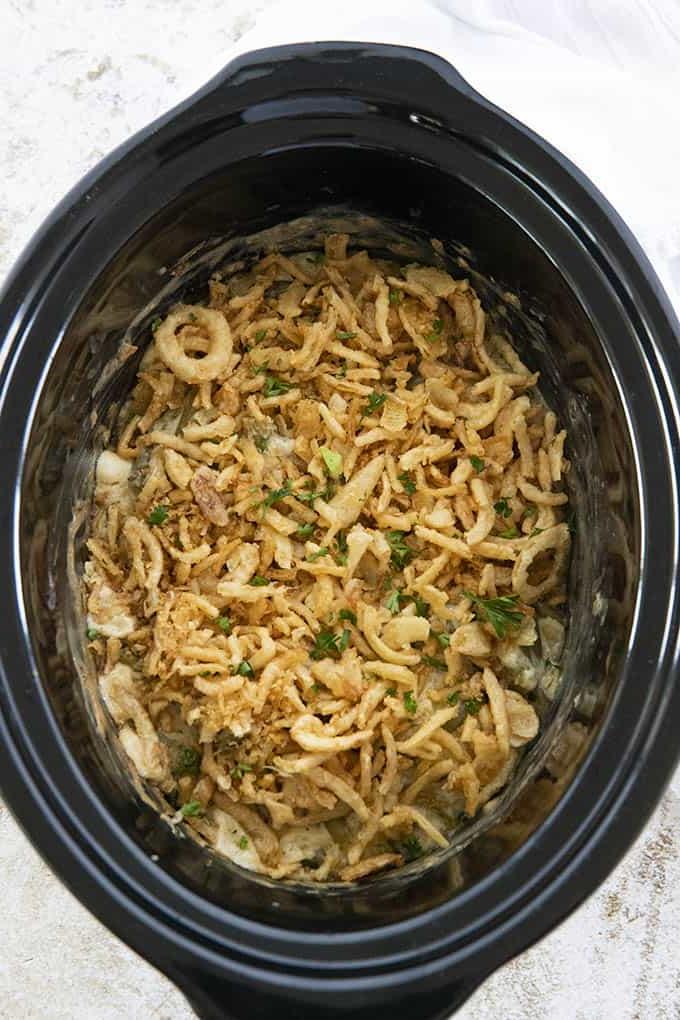 slow cooker green bean casserole - Casseruola di Fagiolini Lenta Cottura