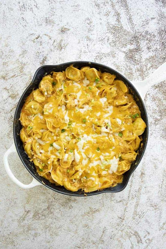 Tortellini di pollo buffalo in padella