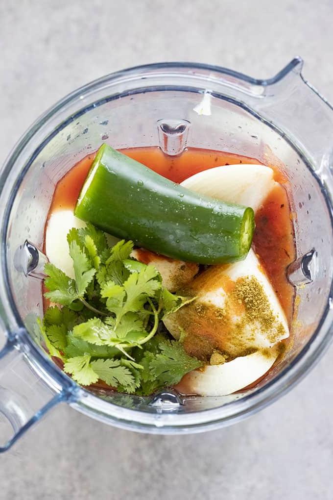 salsa ingredients in blender