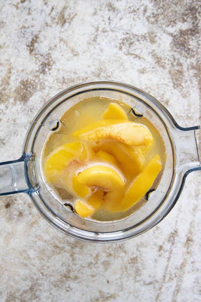 peach bellini ingredients in blender