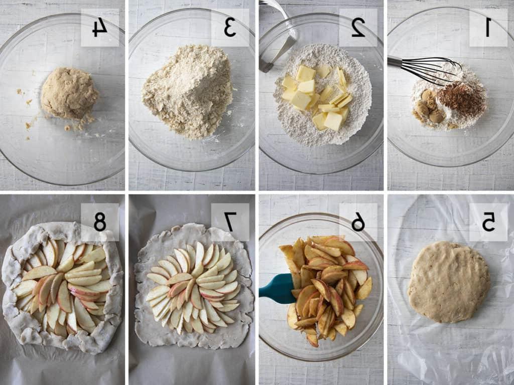 collage di foto su come fare la galette di mele