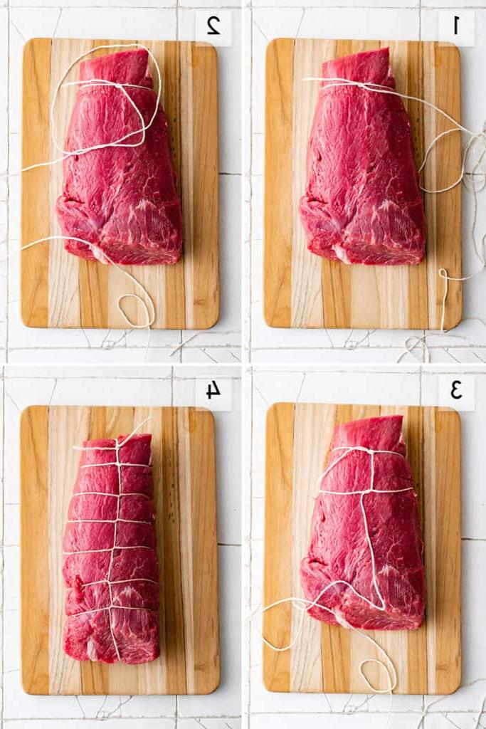 Come legare il filetto di manzo - collage di foto