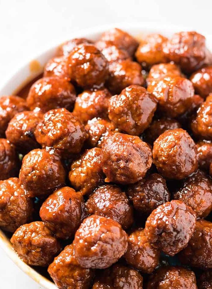 polpette al sugo di marmellata d'uva e salsa chili