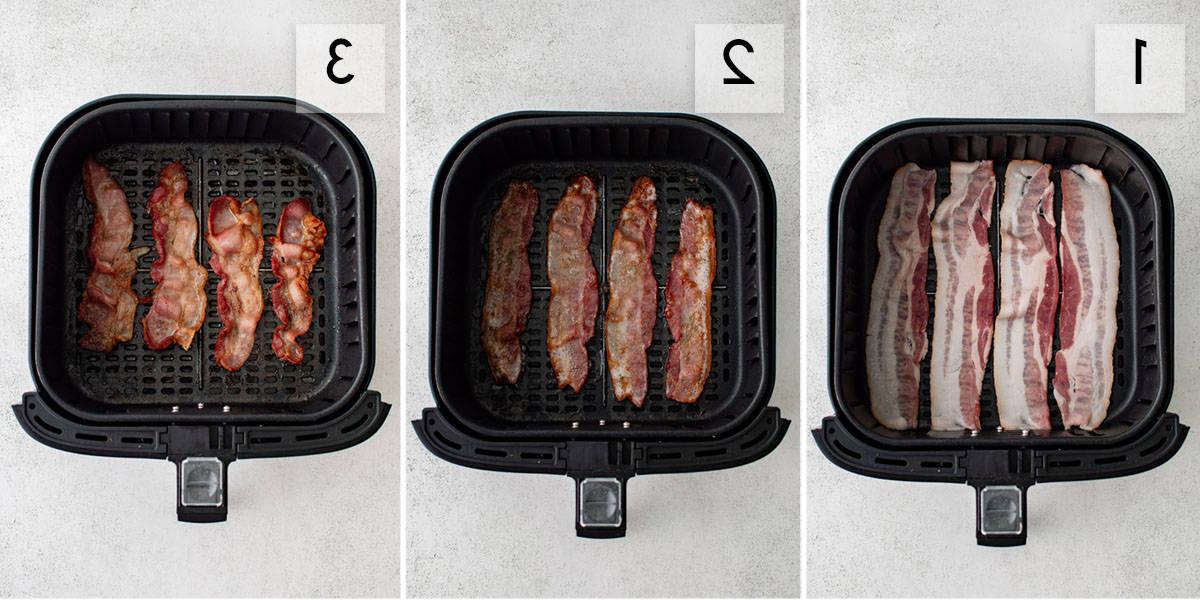 collage di foto su come fare la pancetta in friggitrice ad aria