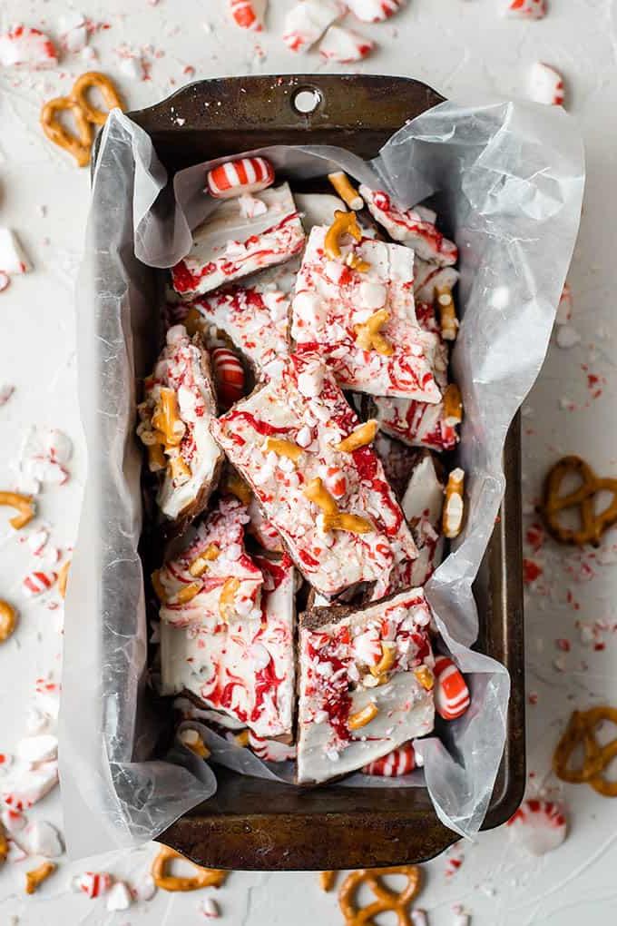 peppermint bark in bowl