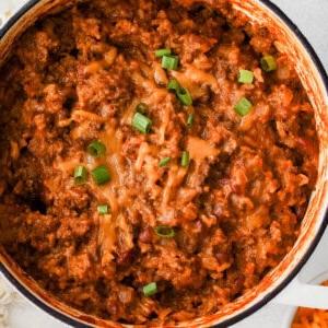 One Pot Riso Chili e Formaggio 5 riso al chili e formaggio in una pentola