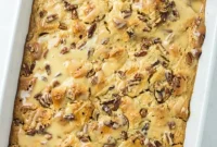 Gooey Salted Caramel Cinnamon Roll Casserole