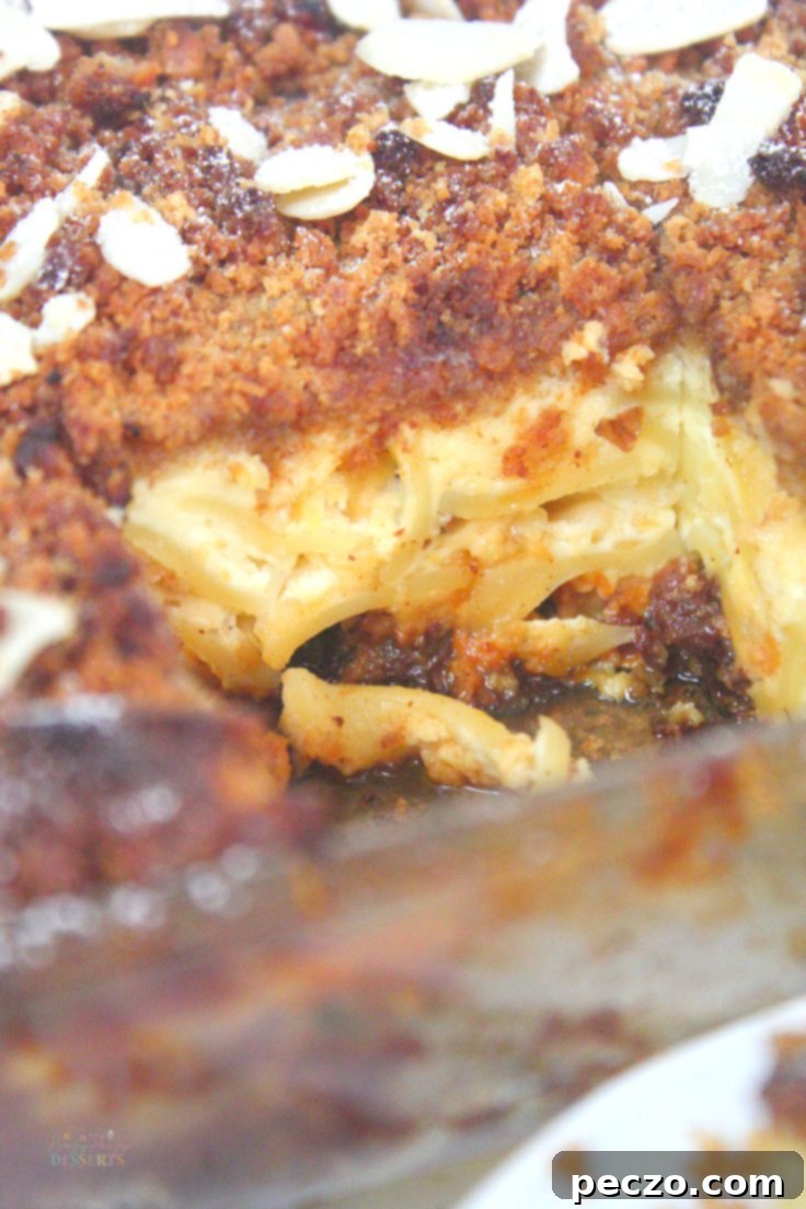 Noodle kugel with raisins