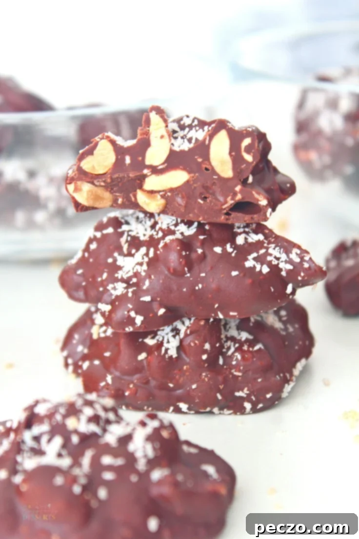 Peanut clusters, a super easy and quick chocolate dessert