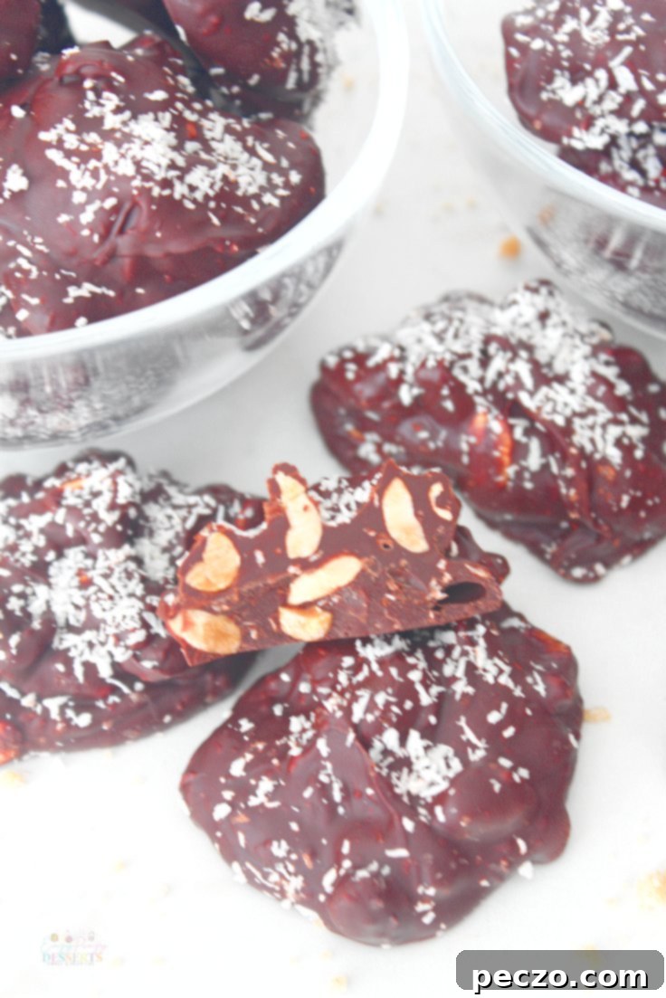 Dark chocolate peanut clusters, simple ingredients