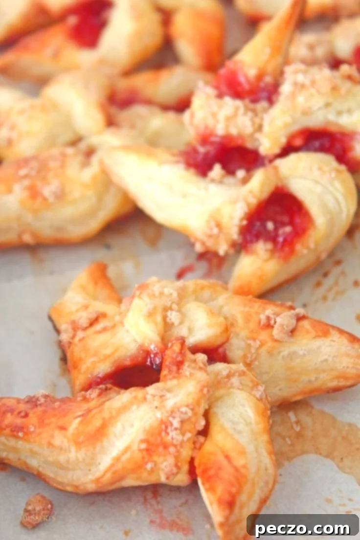 Jam-filled puff pastry pinwheels