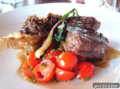 Dinner at River Cafe 3 Olson’s High Country Farm Bison Tenderloin with accompanying garnishes