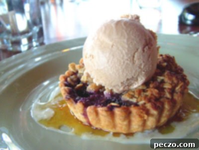 Dinner at River Cafe 4 Exquisite Lemon Blueberry Tart with Earl Grey Ice Cream, a perfect sweet ending