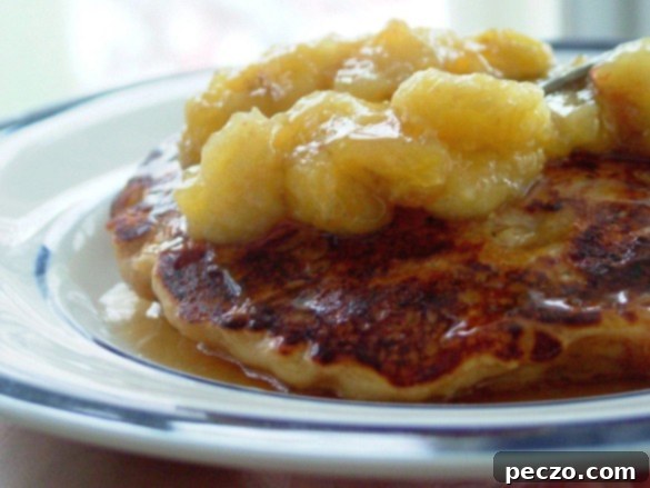 Bread pudding pancakes with caramelized bananas