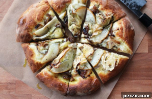 Pear & Brie Flatbread with a golden crust and toppings