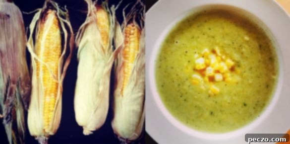 Corn + basil soup