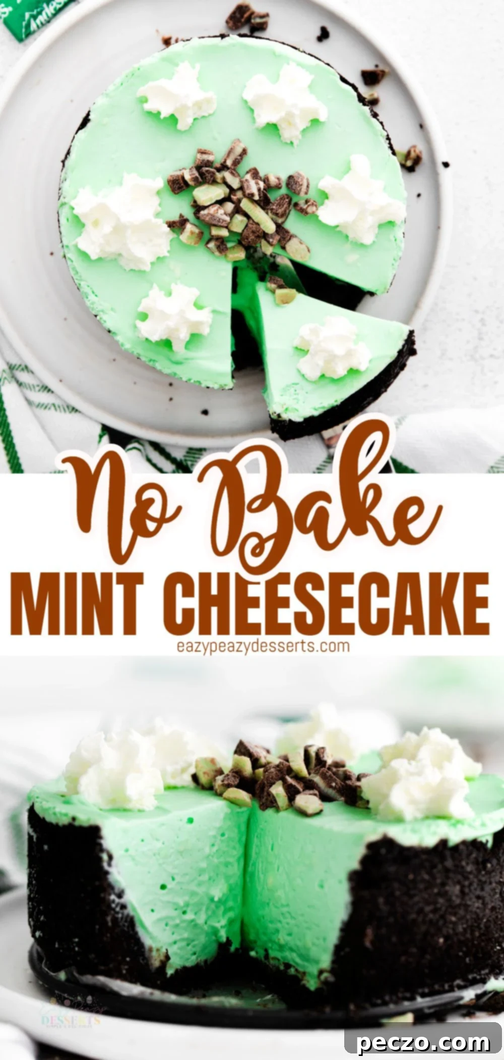 Mint cheesecake pin graphic for Pinterest