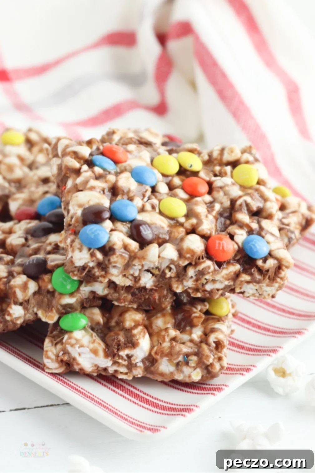 Chocolate popcorn bars with marshmallows