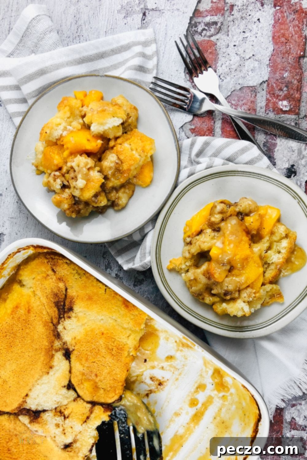 Homemade Peach Cobbler with fresh peaches