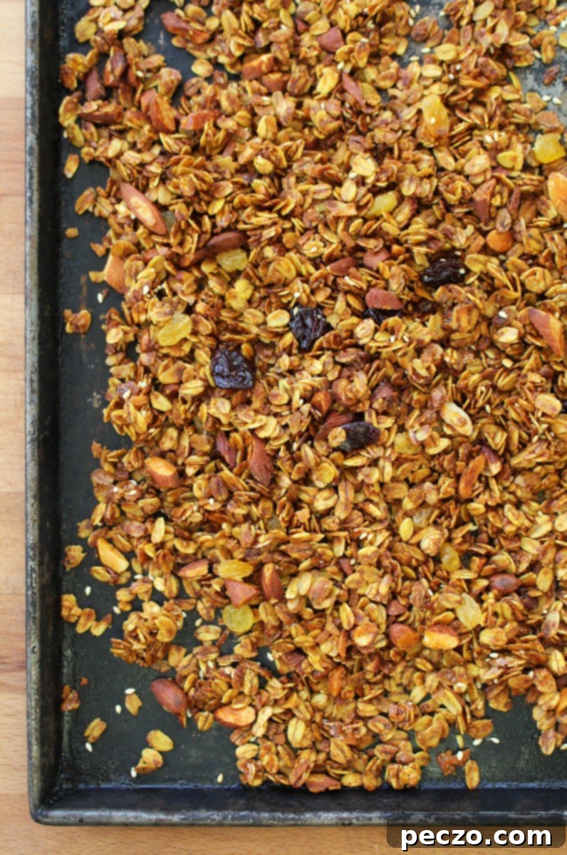 Delicious golden turmeric granola in a bowl, ready to be served