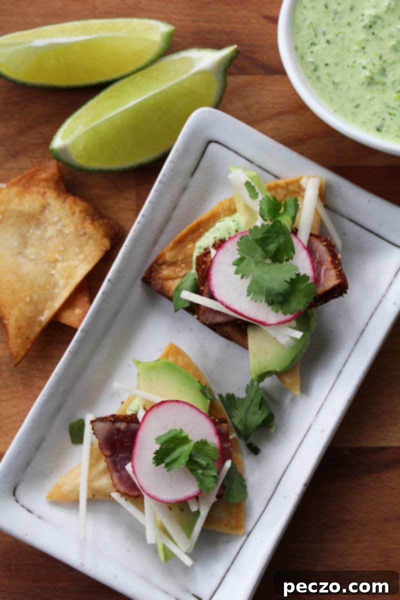 Delicious Earls-inspired homemade tuna tostadas arranged beautifully with fresh ingredients