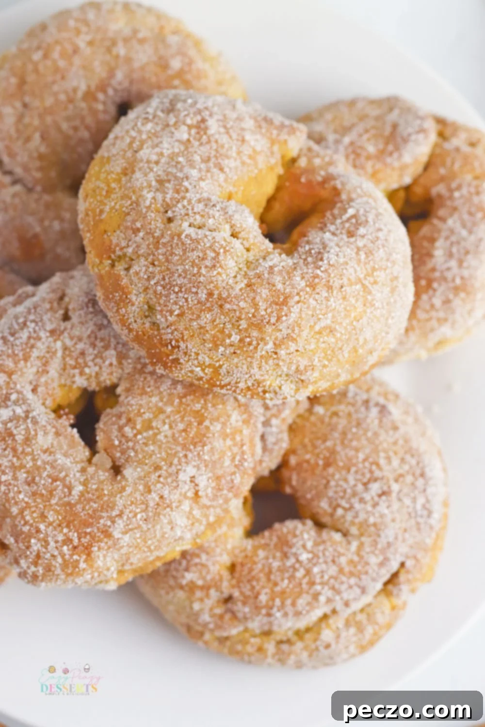 Pumpkin donuts on a white serving plate