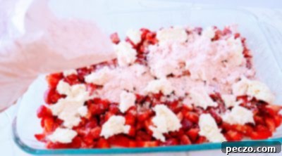 Dry cake mix sprinkled over the dessert