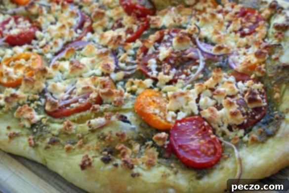No-Knead Summer Pesto Feta Pizza 1 No-Knead Dough for Easy Baking