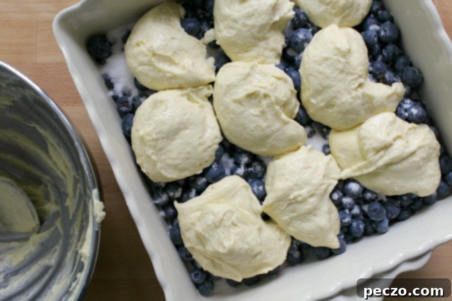 Blueberry grunt served with cream