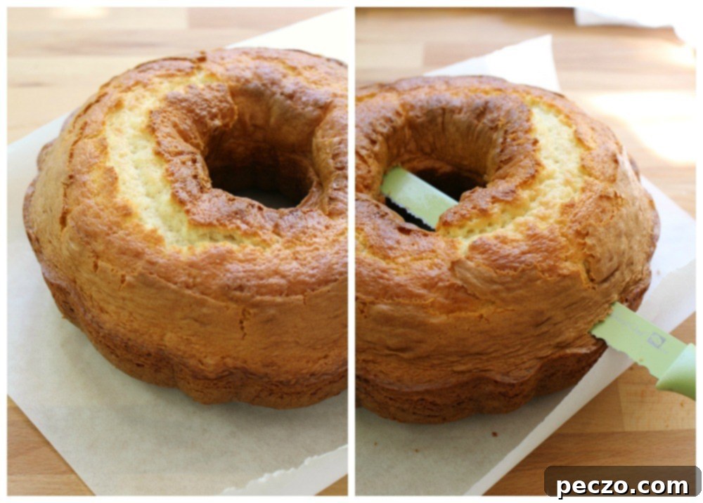 Close-up of the bundt cake showing its golden texture