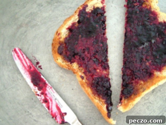 Delicious Homemade Toast and Black Currant Jam