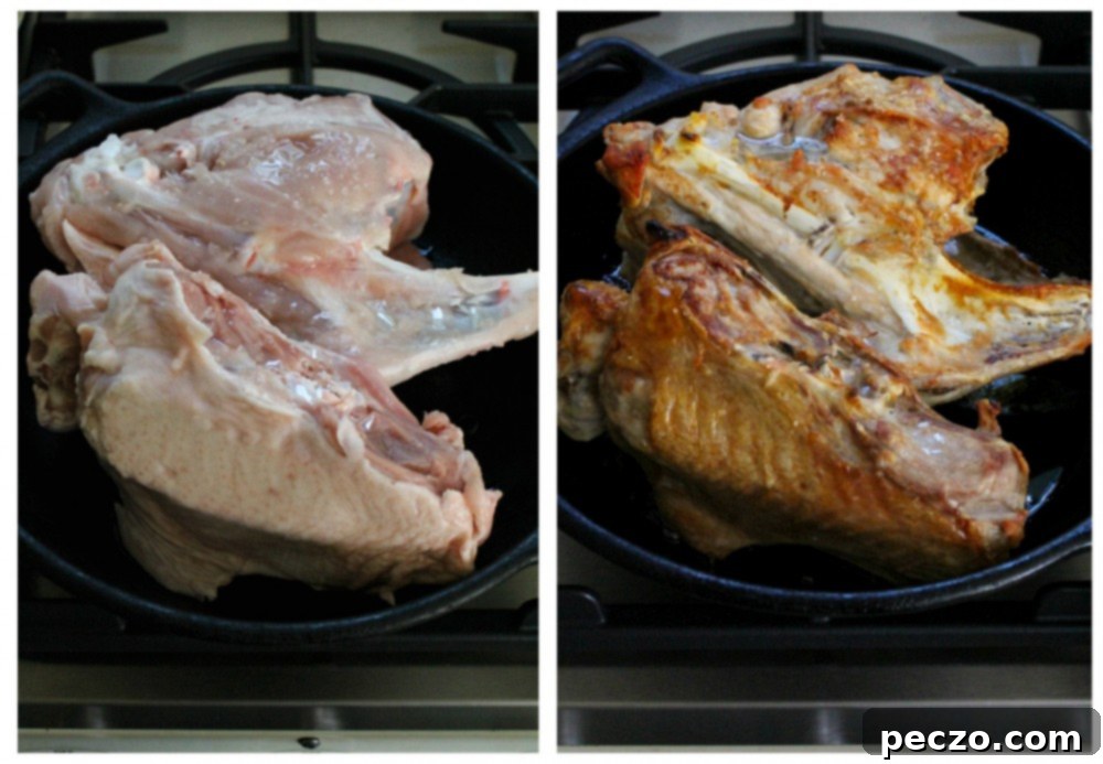 roasted turkey carcass and wings for gravy stock