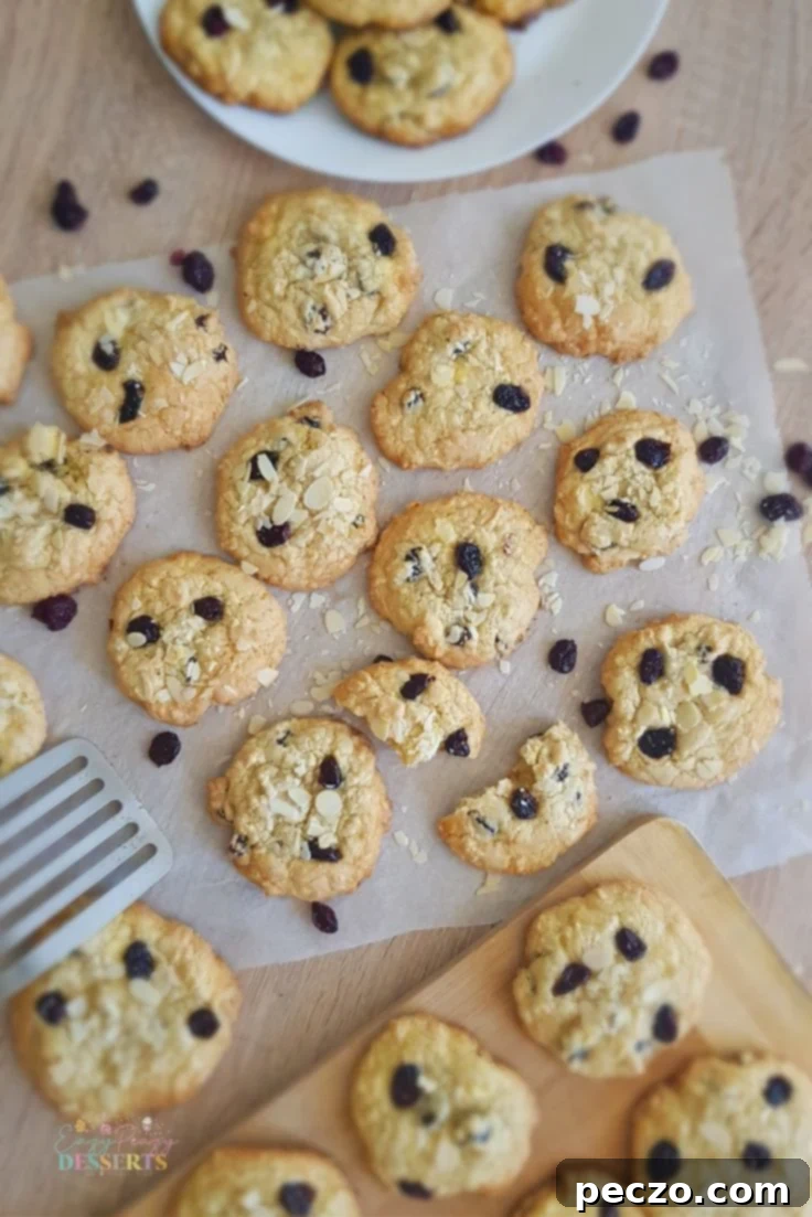 White chocolate cranberry cookies, a delightful and easy-to-make dessert for any occasion.