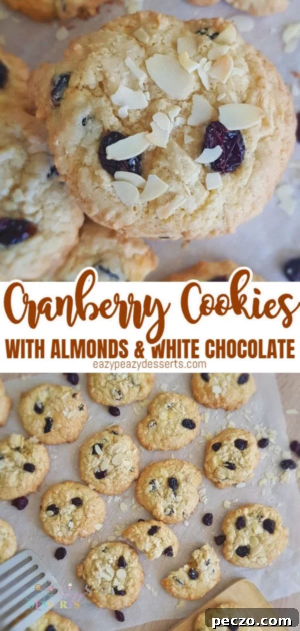 Cranberry cookies recipe pin image for saving to Pinterest.