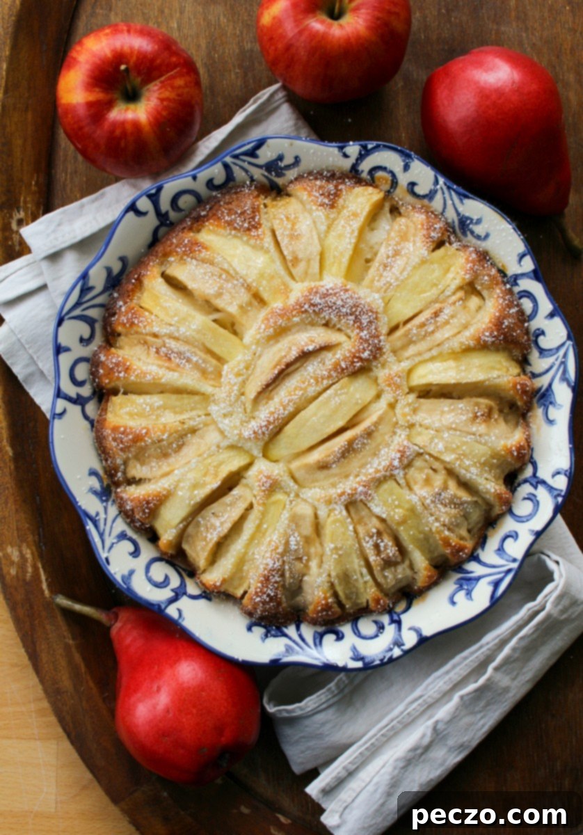 Deliciously baked apple cake with a beautiful golden crust, perfect for any season