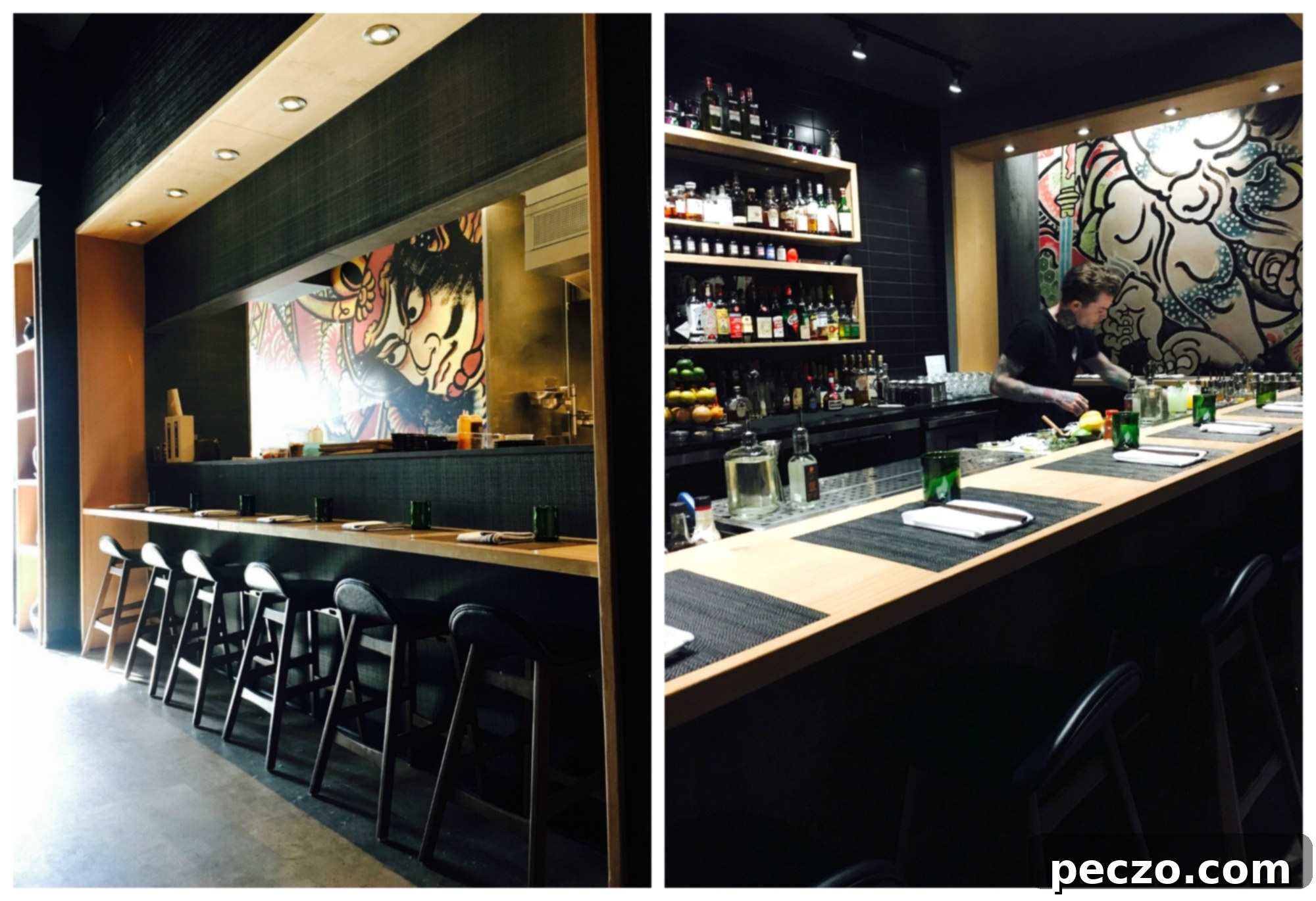 Sticks & Stones Restaurant - Modern dining area with unique lighting