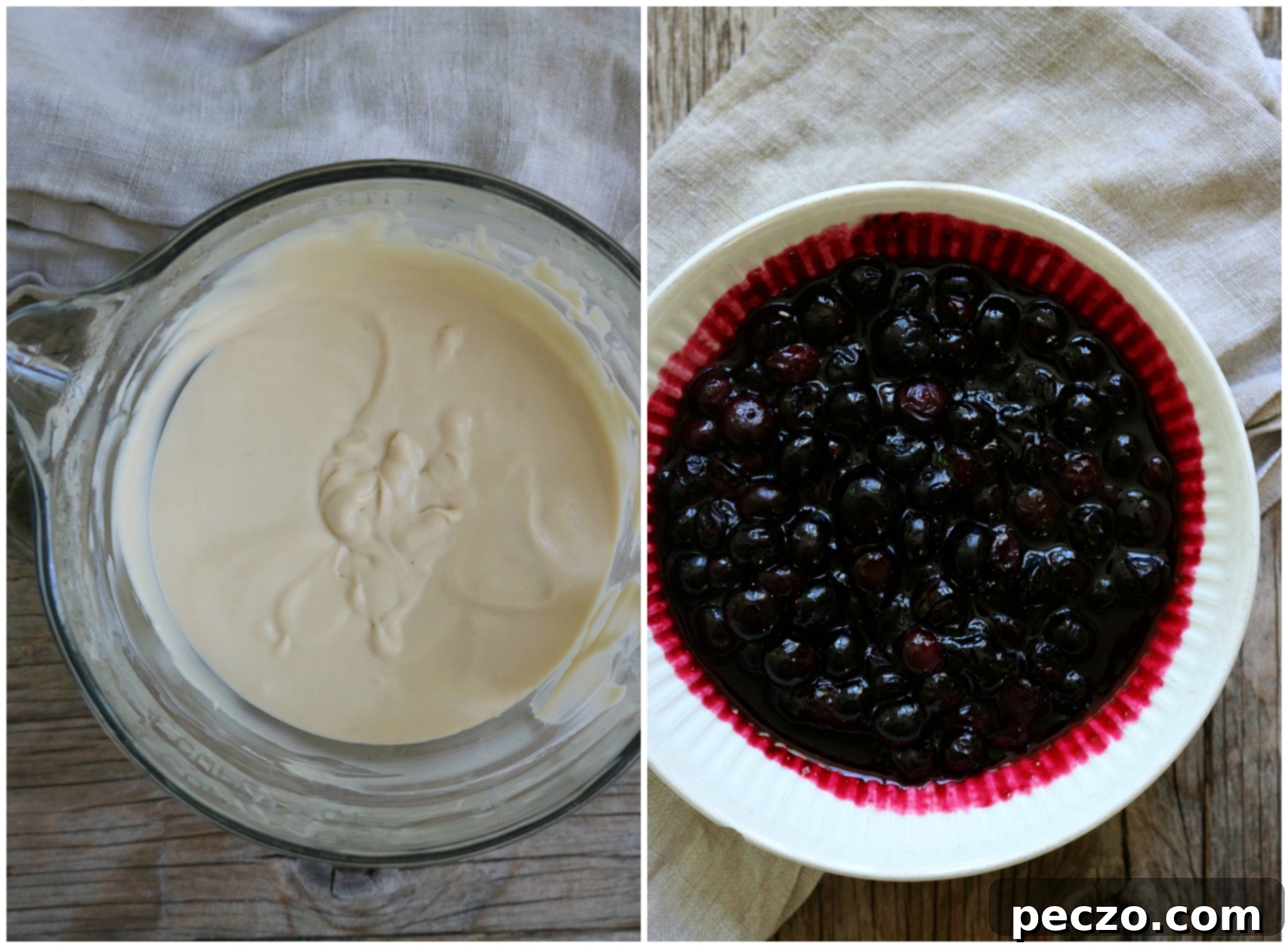 Blueberry ice cream base ingredients in a pot.