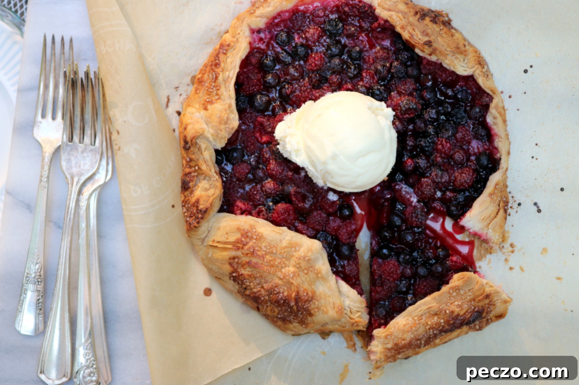 Raspberry Saskatoon Galette - an easy, summery free-form pie