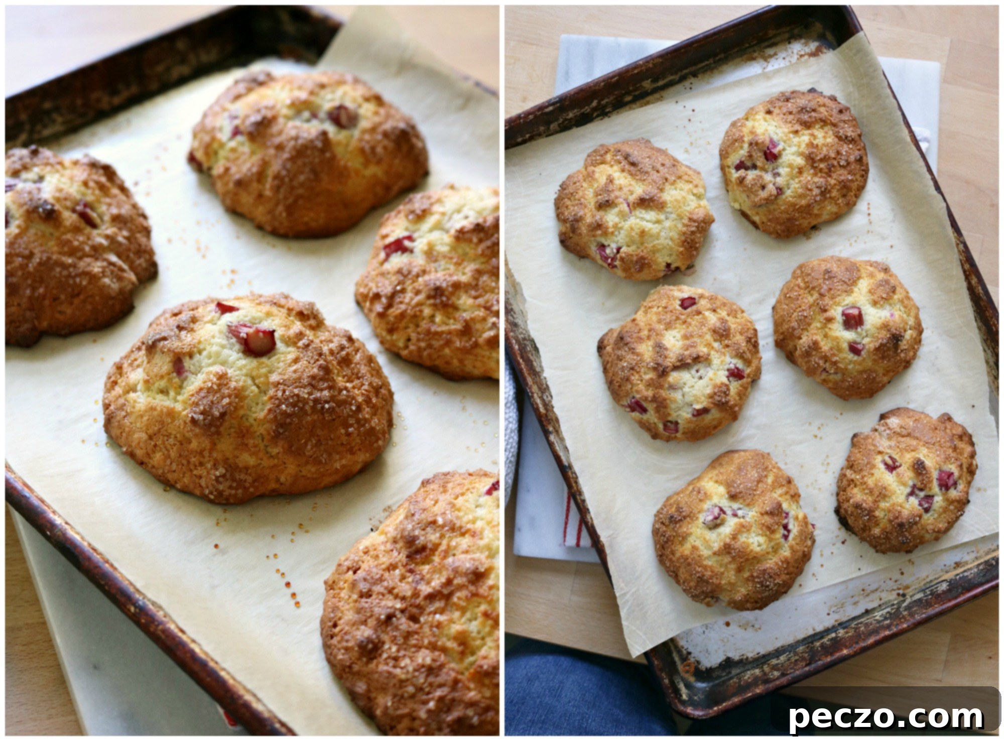 Rhubarb Sour Cream Drop Scones