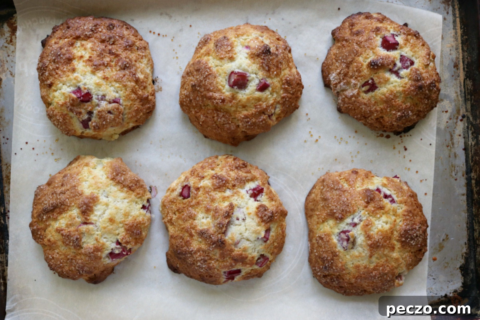 Rhubarb Sour Cream Drop Scones