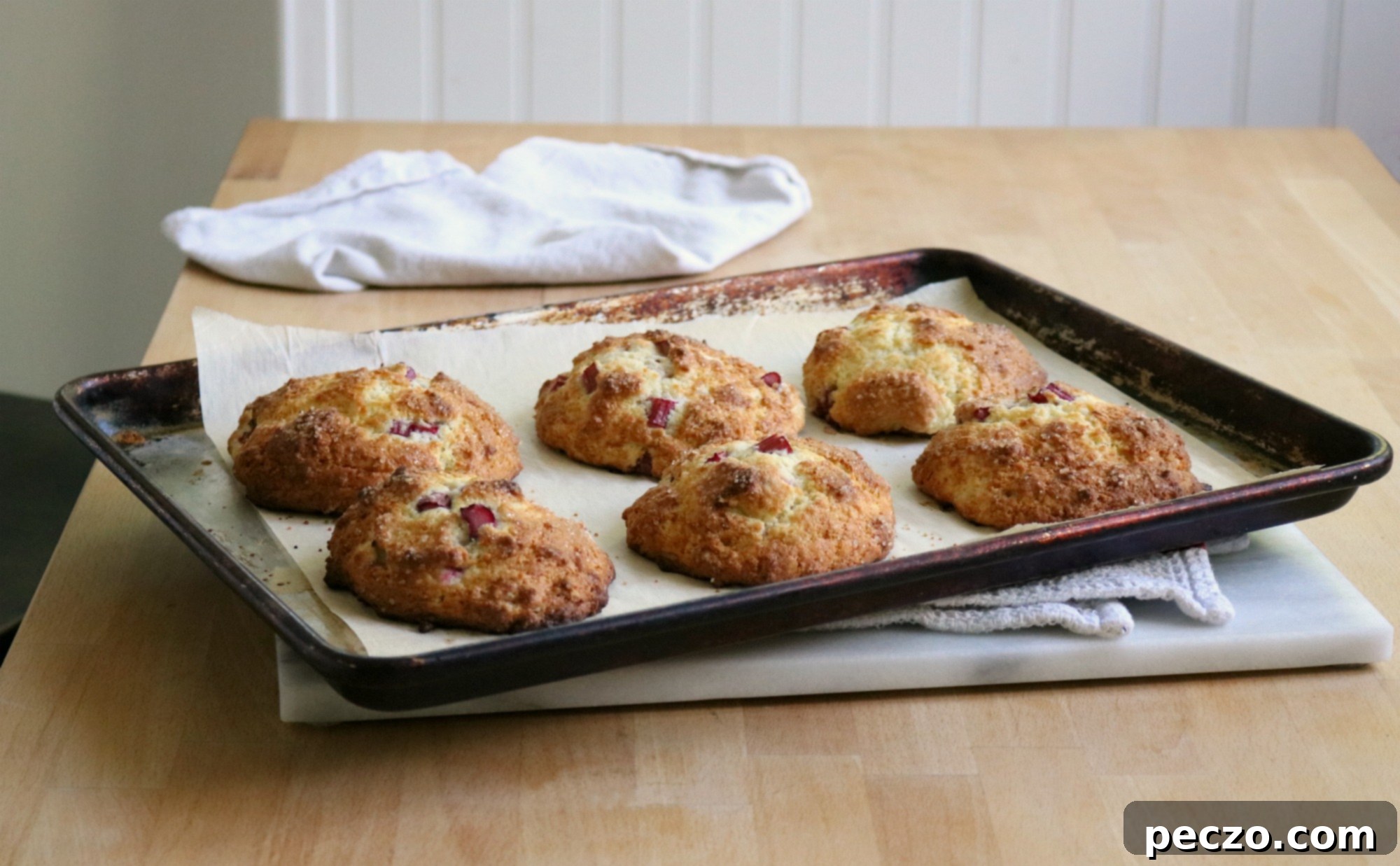 Rhubarb Sour Cream Drop Scones