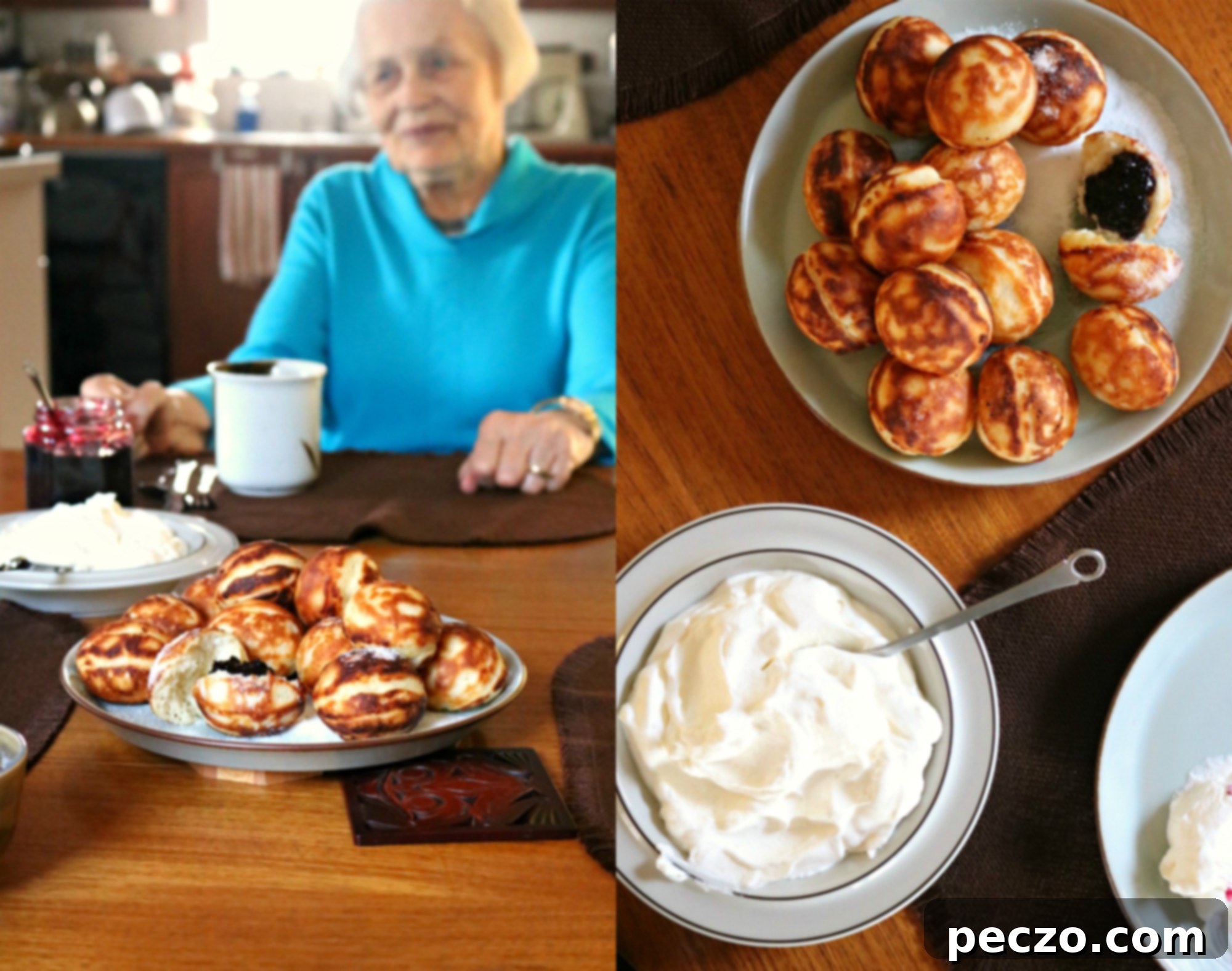 Ester & Aebleskiver: A closer look at the Aebleskiver in the pan, golden and ready to be served.