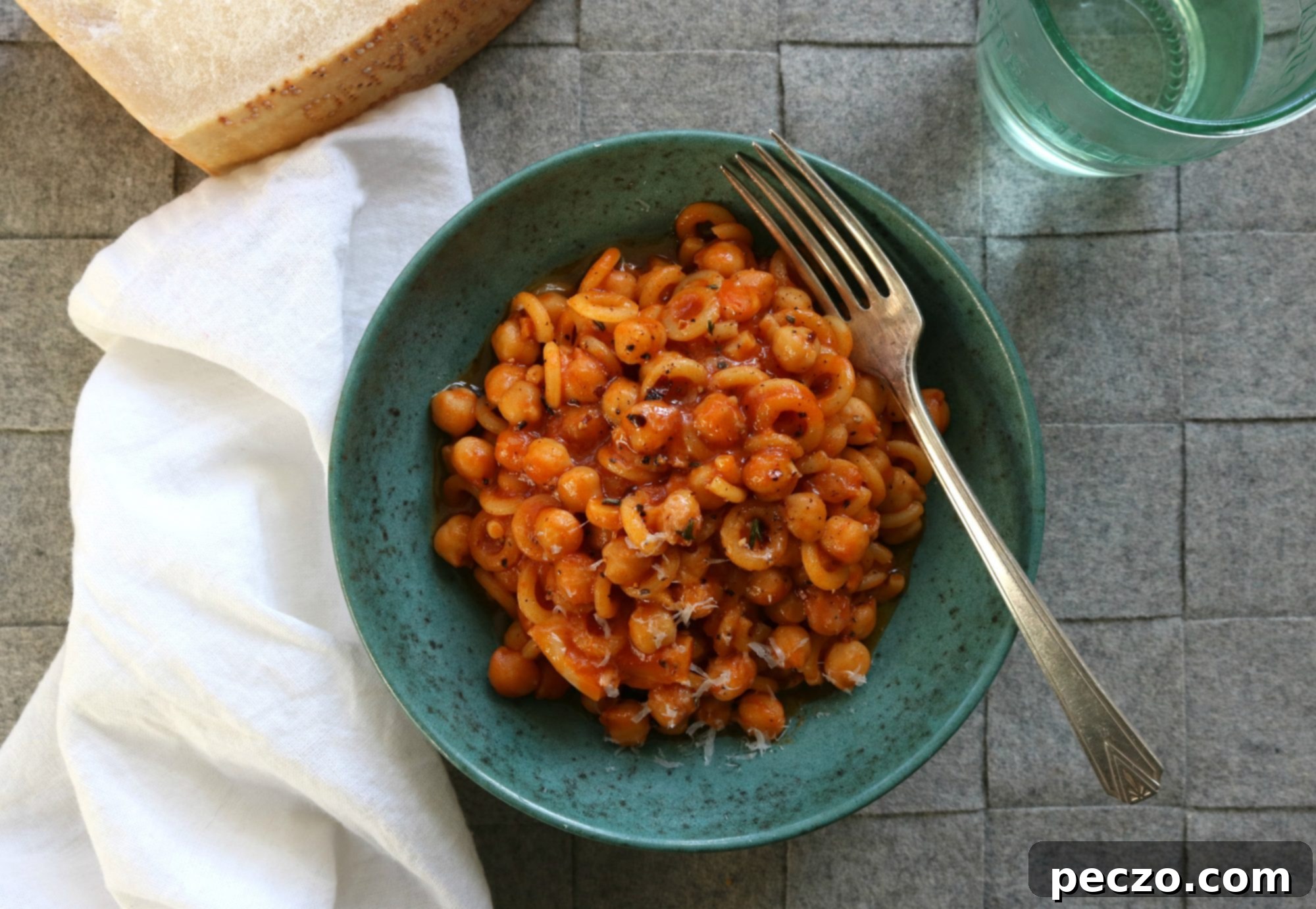 Pasta e ceci - a hearty Roman chickpea and pasta soup served in a bowl