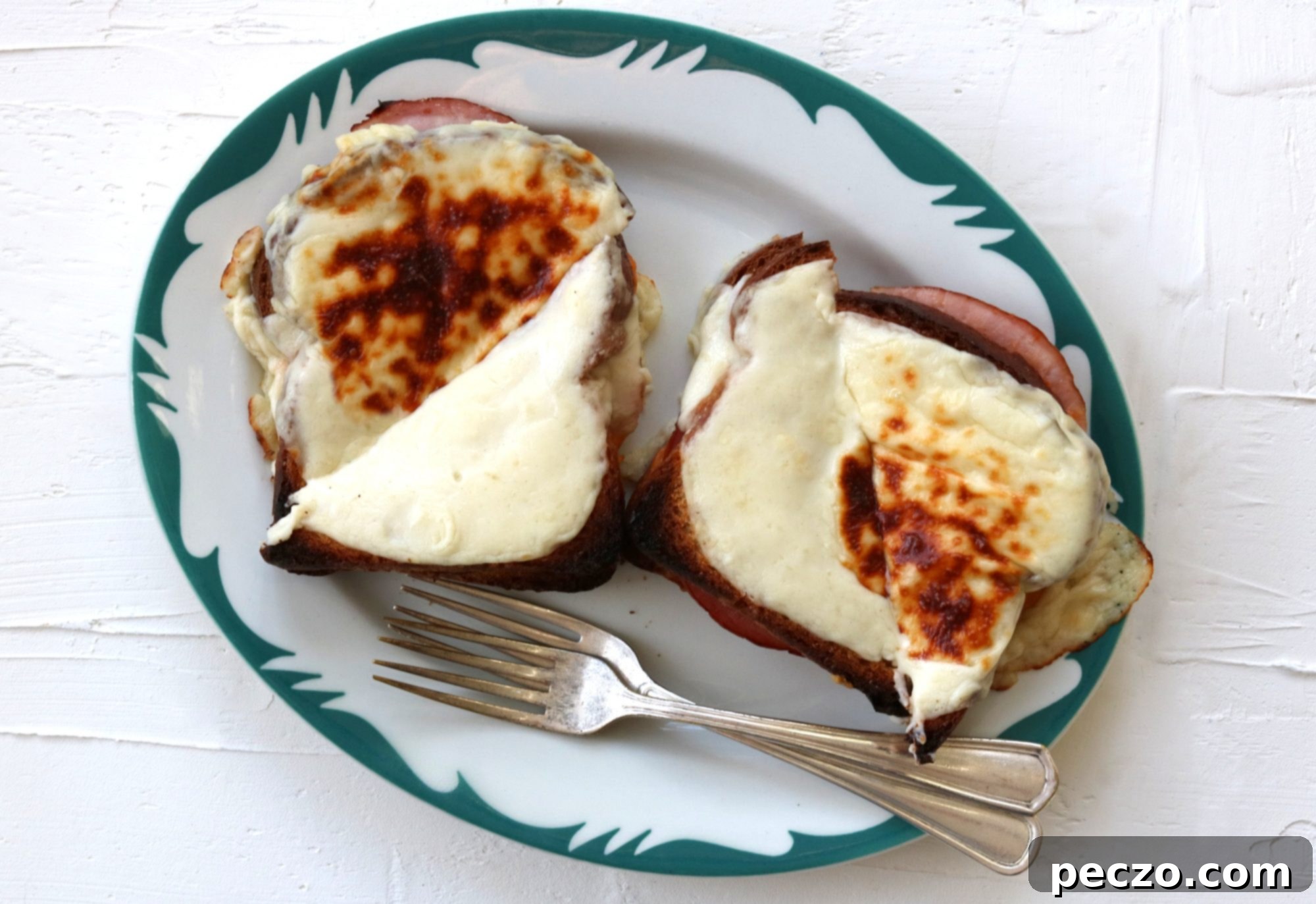 Croque Monsieur golden and toasty on a sheet pan