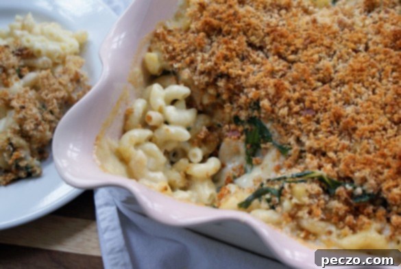 Delicious homemade mac and cheese with chard