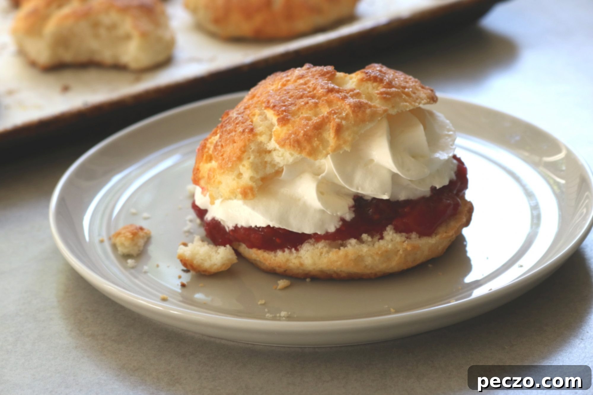 Close-up of raspberry-rhubarb shortcakes ingredients and preparation