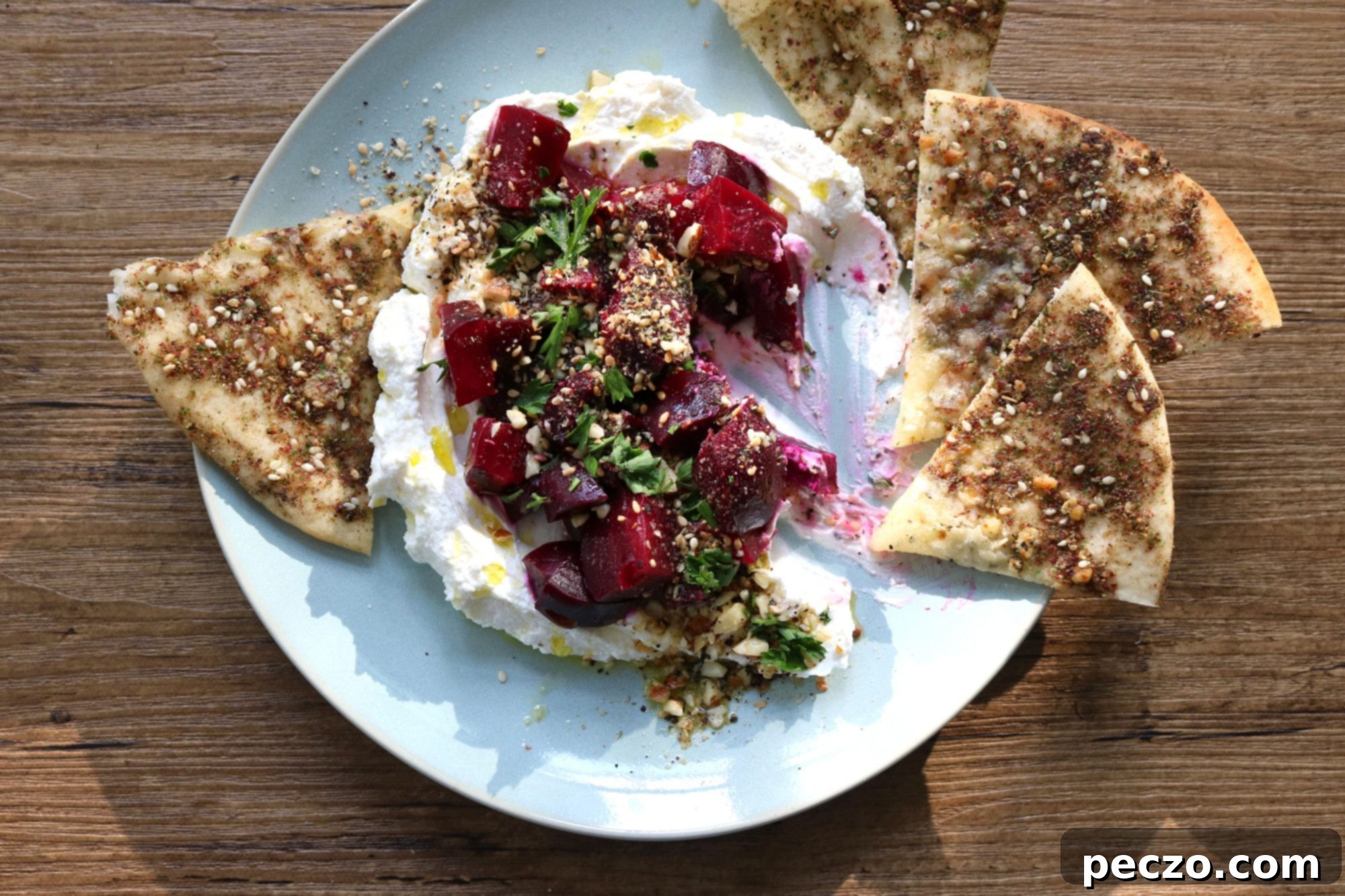 Roasted Beets with Whipped Feta, Lemon and Dukkah