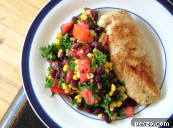 Chicken and corn salad with zesty dressing