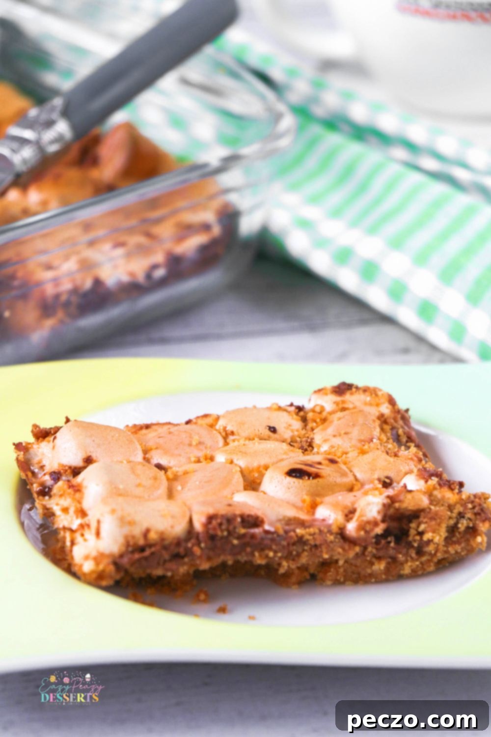 Gooey Smores Bars 5 Close up image of a smore bar